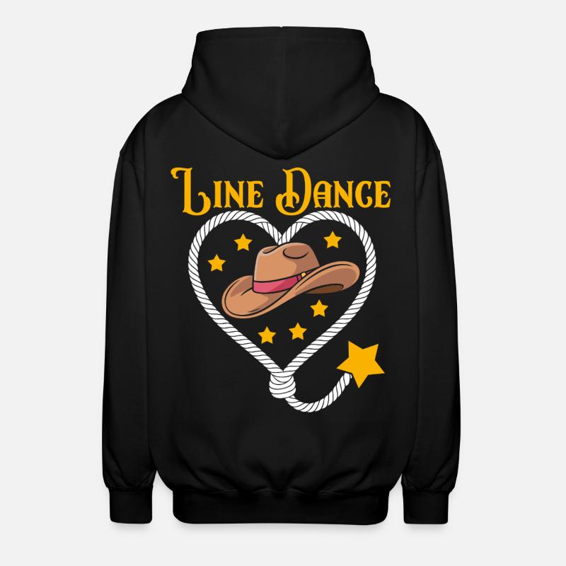 Line Dance Heart Hat - Unisex Hooded Jacket - black