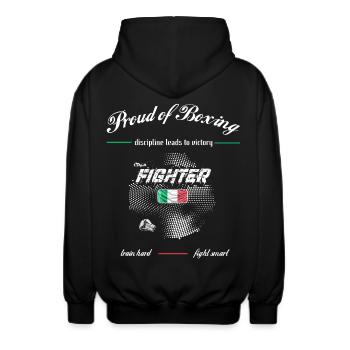 Proud of Boxing FIGHTER Italien - Unisex Kapuzenjacke - Schwarz - Hinten - AI Model Male 185 light (185cm)