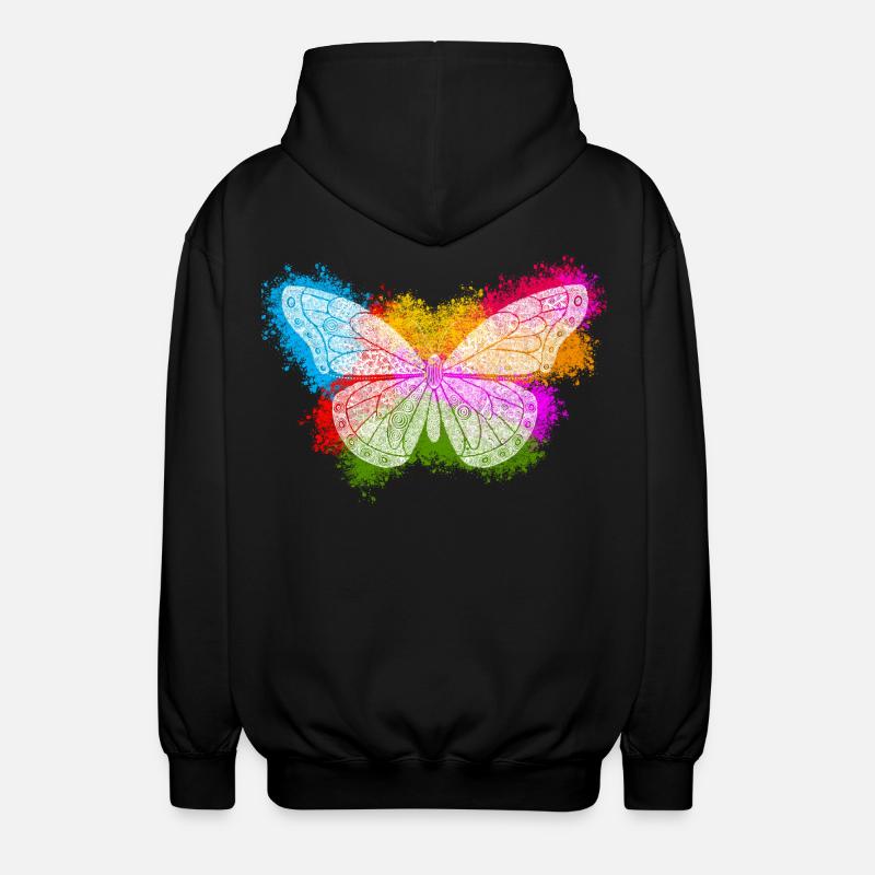 Papillon Zentangle - Veste à capuche unisexe - noir