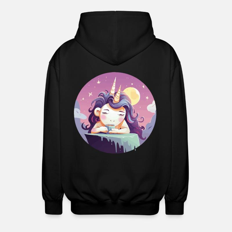 Mondtee Einhorn am Abend - Unisex Kapuzenjacke - Schwarz