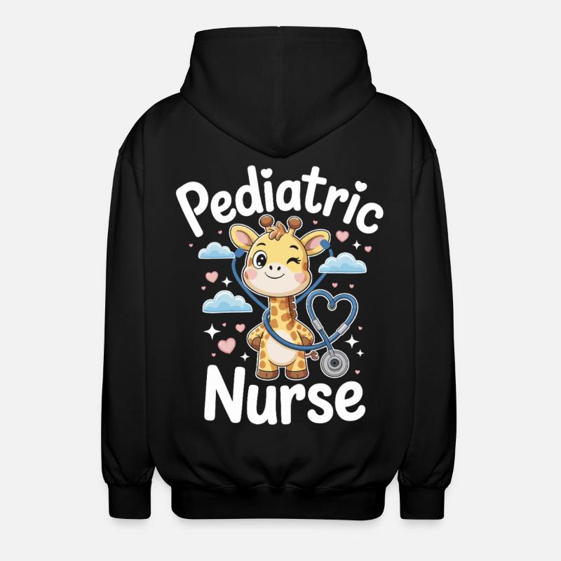 Pädiatrische Giraffe mit Stethoskop - Unisex Kapuzenjacke - Schwarz