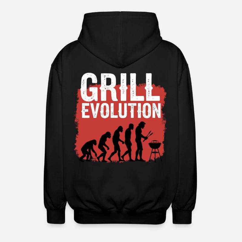 Grill Evolution Lustiger Grillmeister Spruch - Unisex Kapuzenjacke - Schwarz