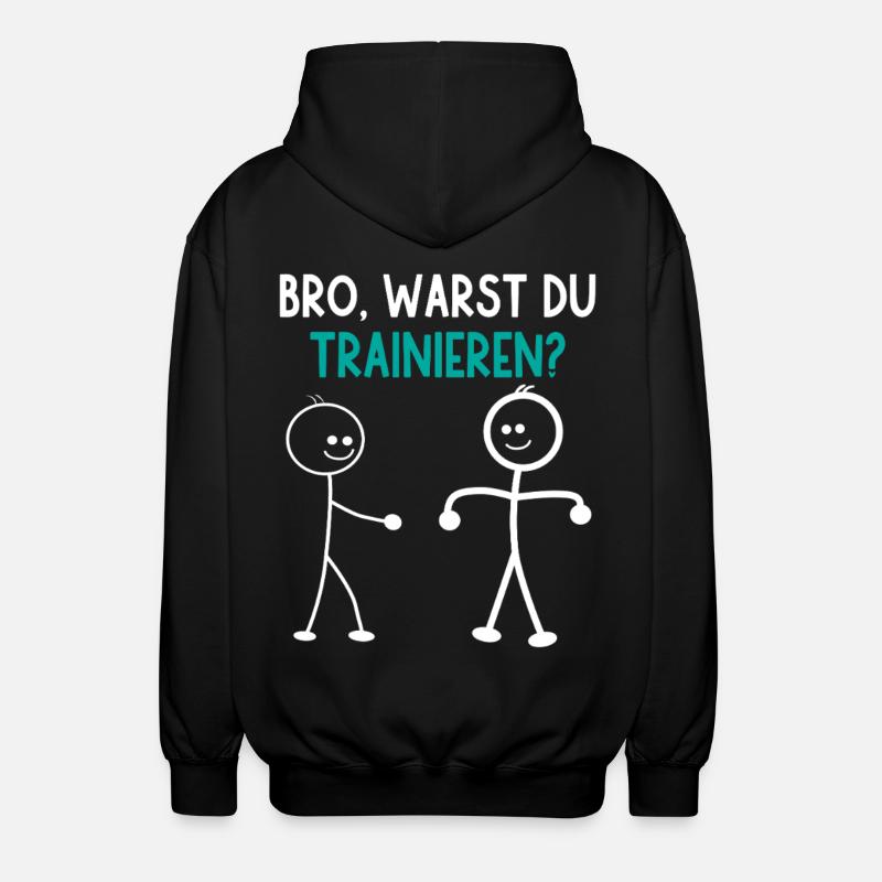 Strichmännchen WARST DU TRAINIEREN LUSTIG - Unisex Kapuzenjacke - Schwarz