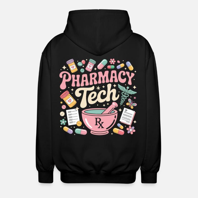 PharmaTech Apotheke Illustration - Unisex Kapuzenjacke - Schwarz