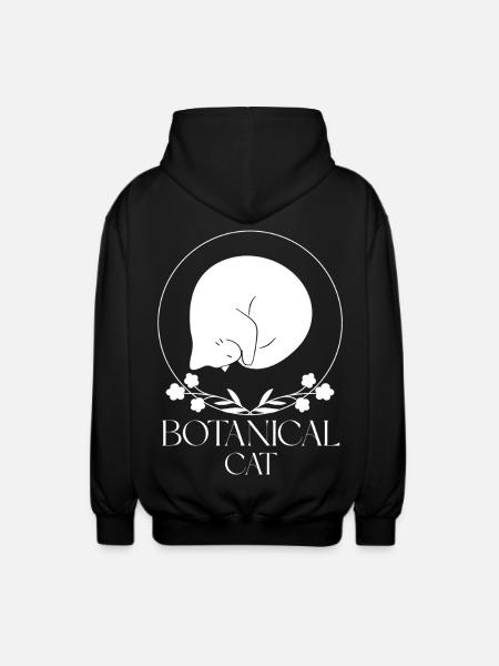 Minimalistische botanische Katze - Unisex Kapuzenjacke - Schwarz