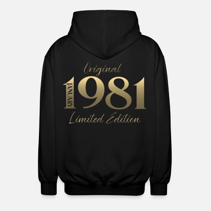 45th Birthday Original January 1981 - Unisex Hooded Jacket - black