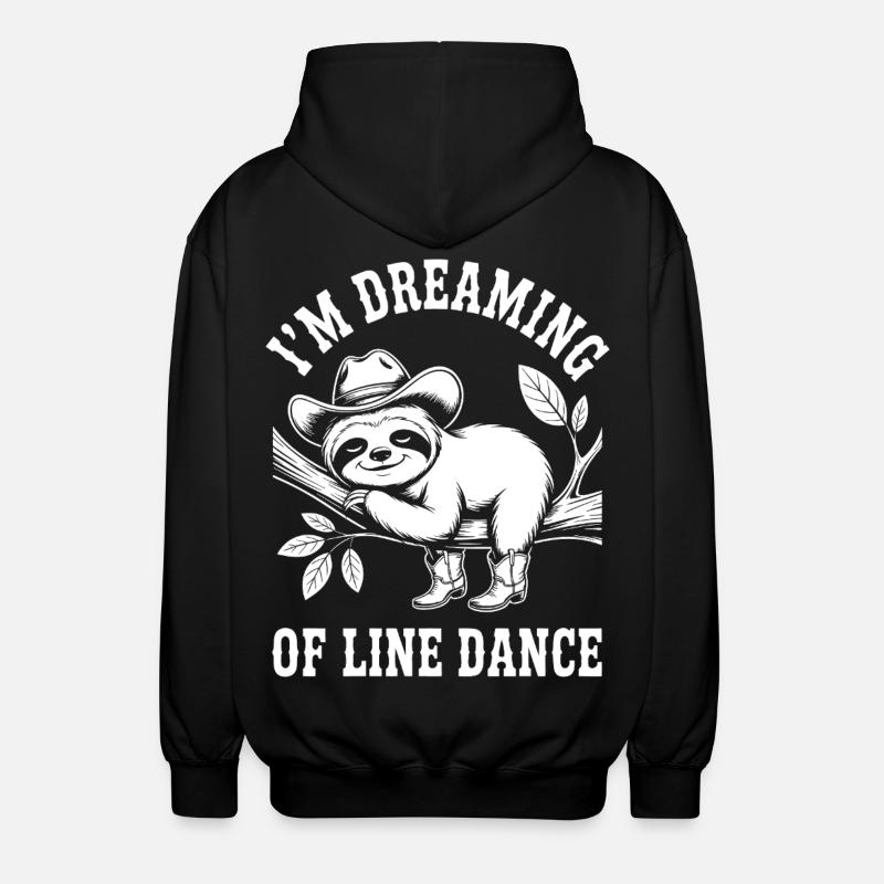 Sloth Cowboy Dancing Line Dance - Unisex Hooded Jacket - black