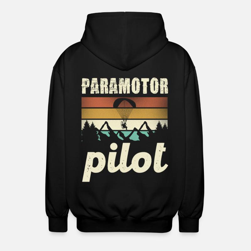 Paramotor Pilot Retro Sunset - Unisex Hooded Jacket - black