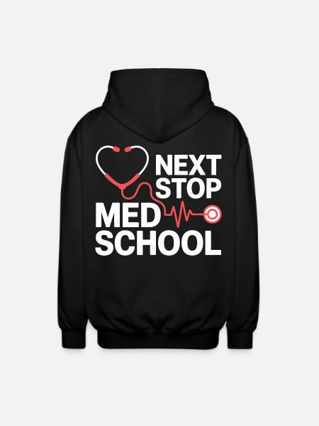 Med School Stethoscope Heart Tea - Unisex Hooded Jacket - black