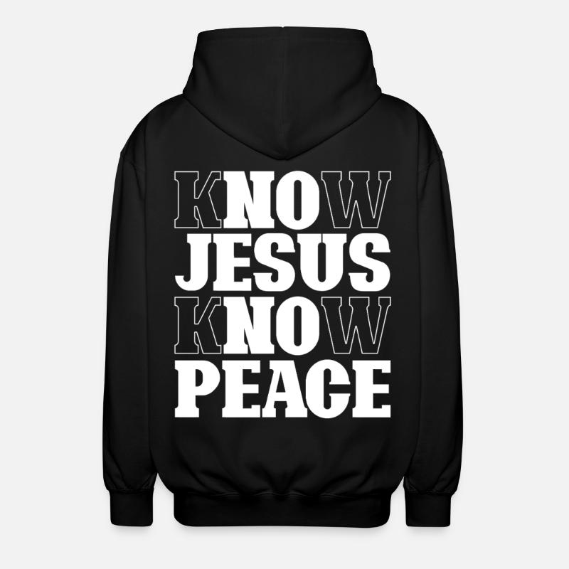 Lettrage Know Jesus Know Peace - Veste à capuche unisexe - noir