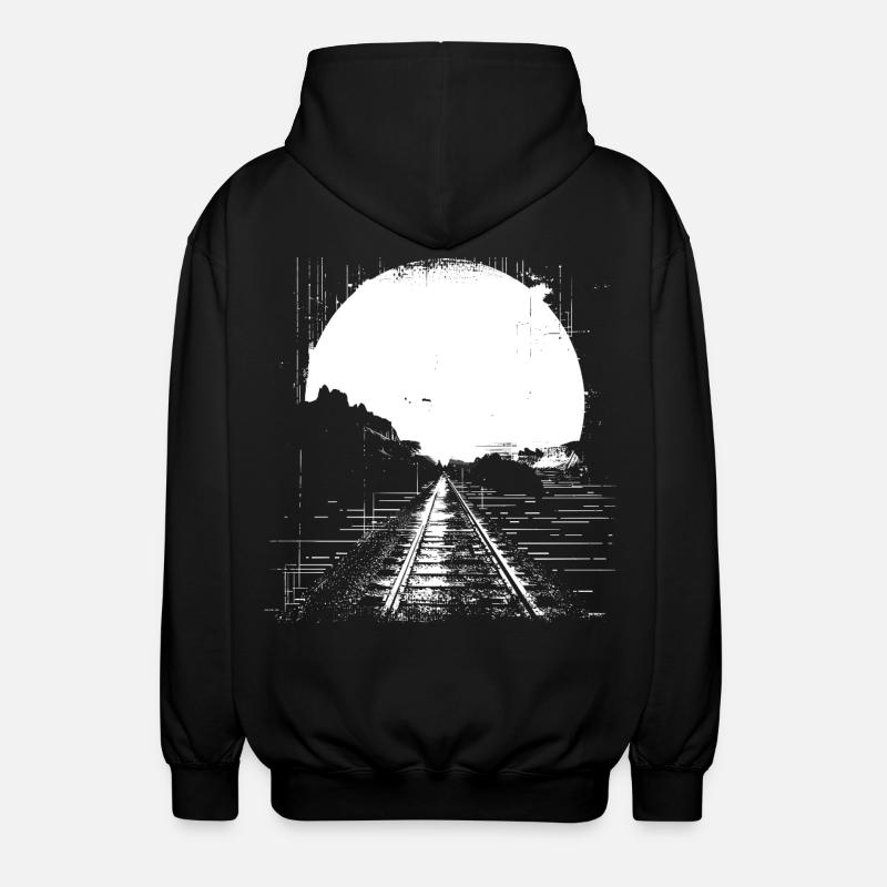 Eisenbahn Zeichnung - Unisex Kapuzenjacke - Schwarz