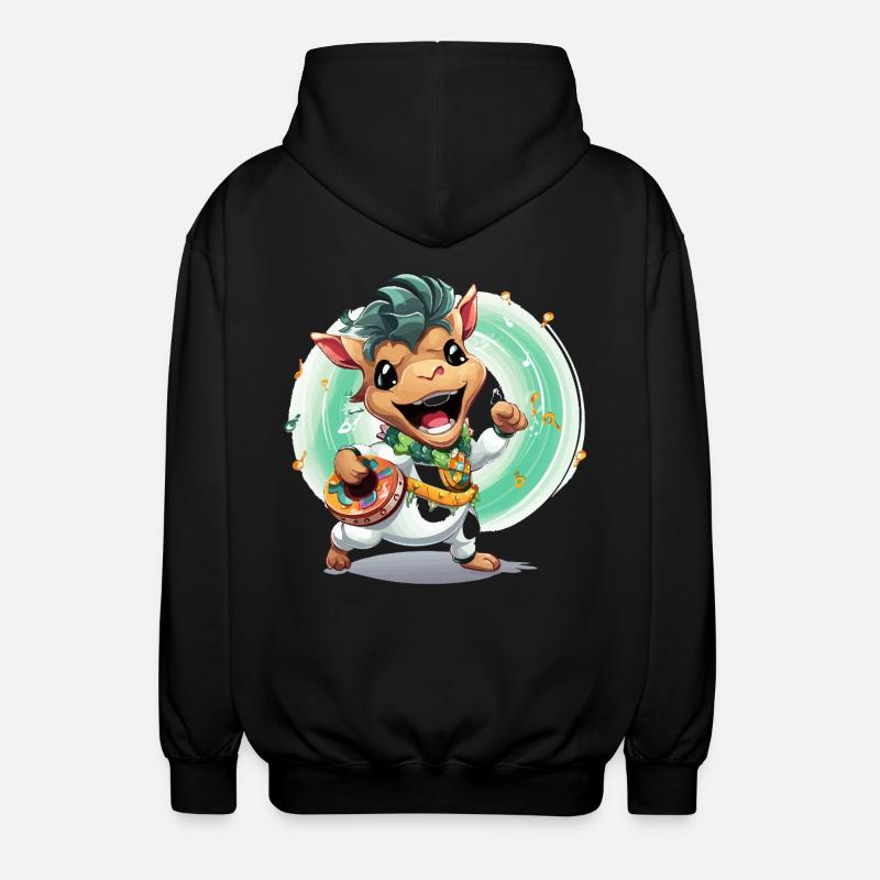Cow drummers in carnival - Unisex Hooded Jacket - black