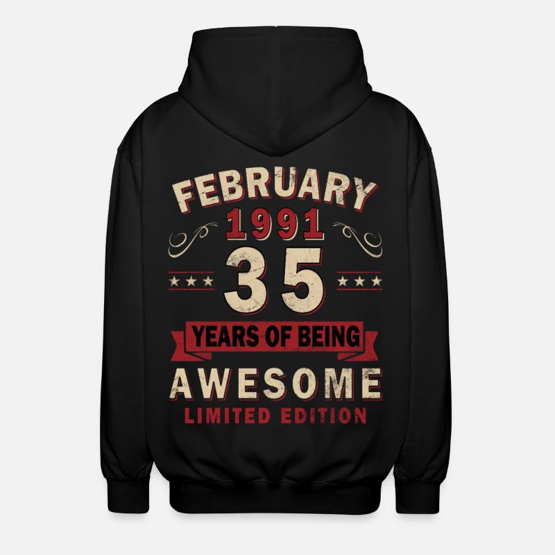 Februar 1991 - Geschenk Februar 1991 - Unisex Kapuzenjacke - Schwarz
