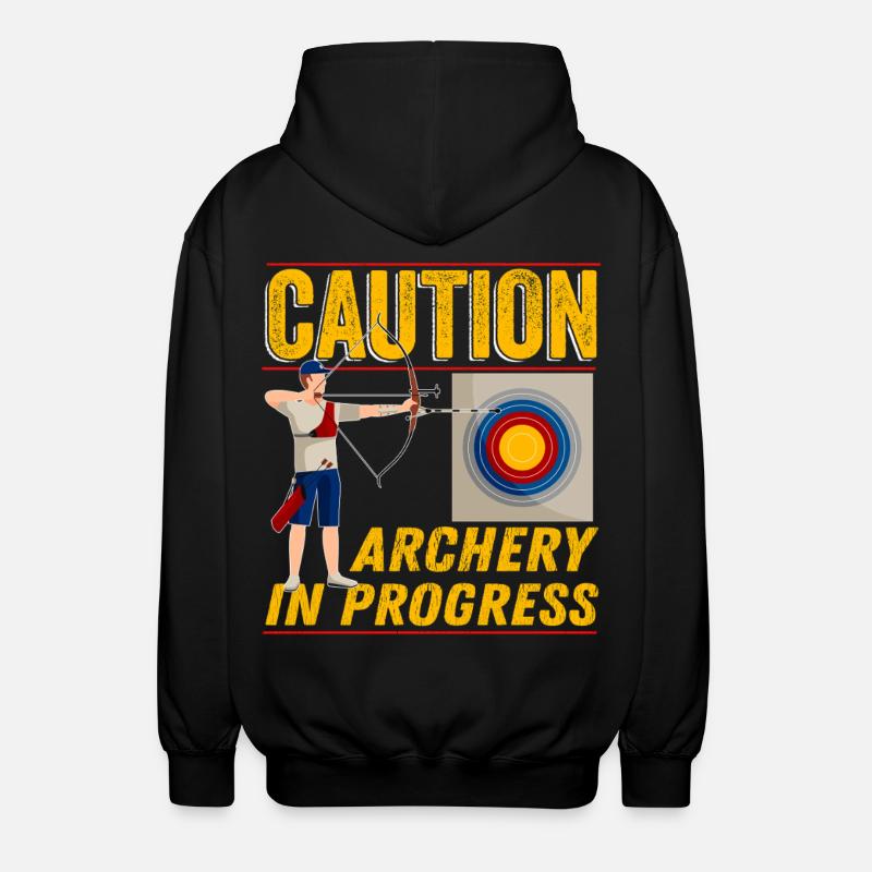 Caution Archery In Progress - Unisex Hooded Jacket - black