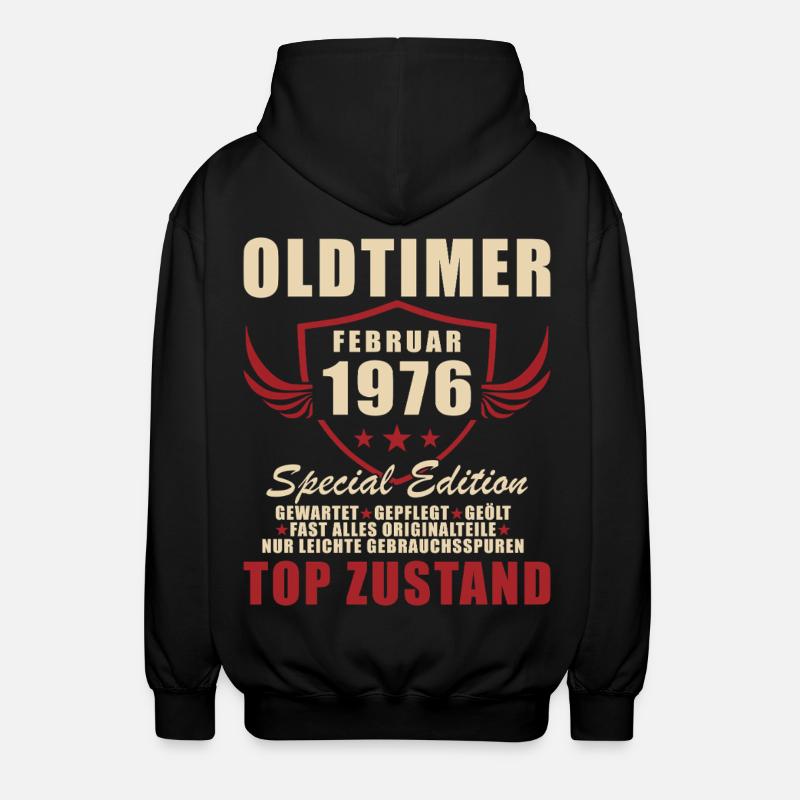 Février 1976 Anniversaire Oldtimer 1976 - Veste à capuche unisexe - noir