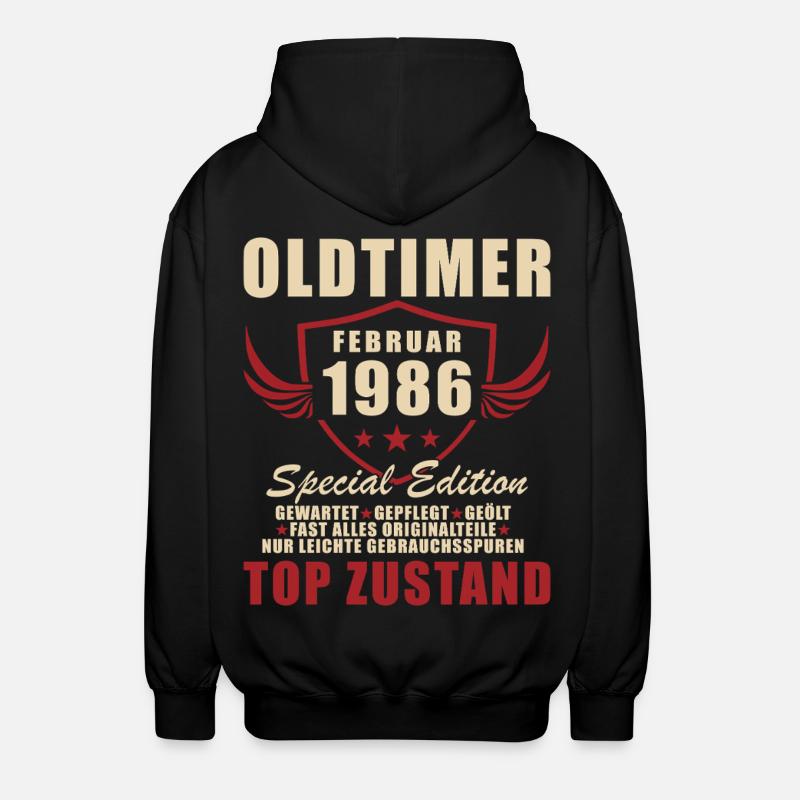 Février 1986 Anniversaire Oldtimer 1986 - Veste à capuche unisexe - noir