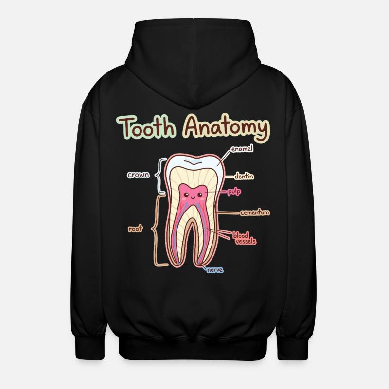 Dentiste assistant dentaire en anatomie dentaire - Veste à capuche unisexe - noir
