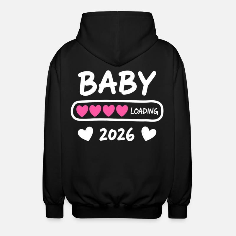 Baby Loading 2026 Pregnancy Parents - Unisex Hooded Jacket - black