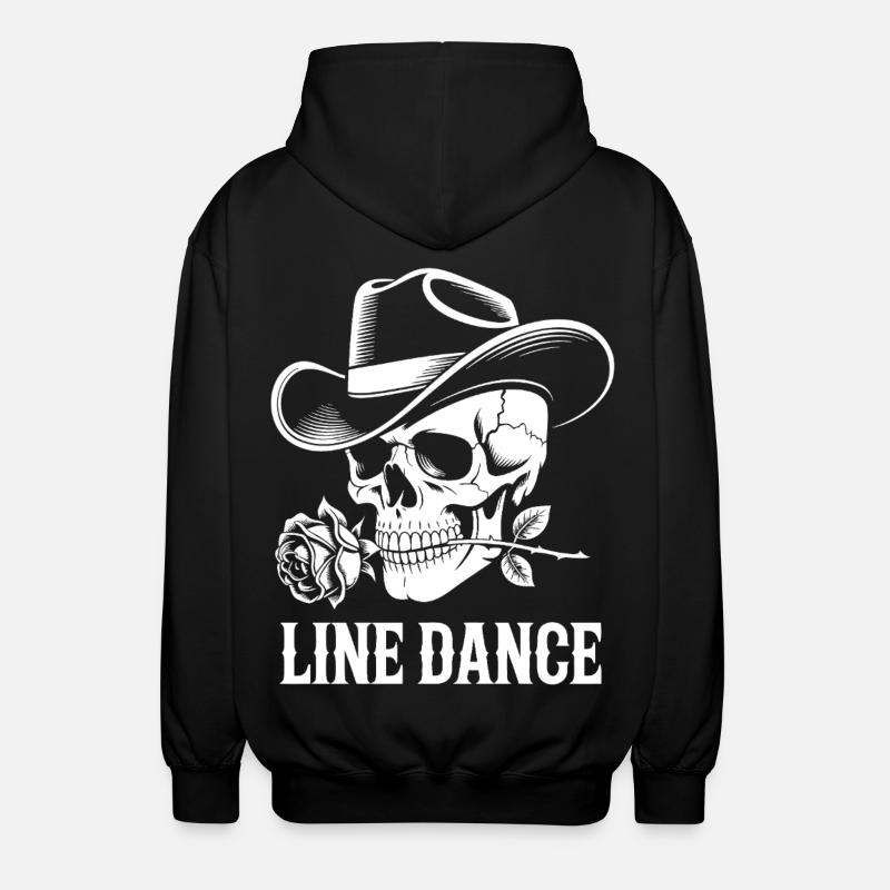 Line Dance Skull with Rose - Unisex Hooded Jacket - black