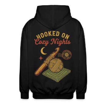 Accro aux nuits douillettes Amant du crochet Drôle - Veste à capuche unisexe - noir - Dos - AI Model Male 185 light (185cm)