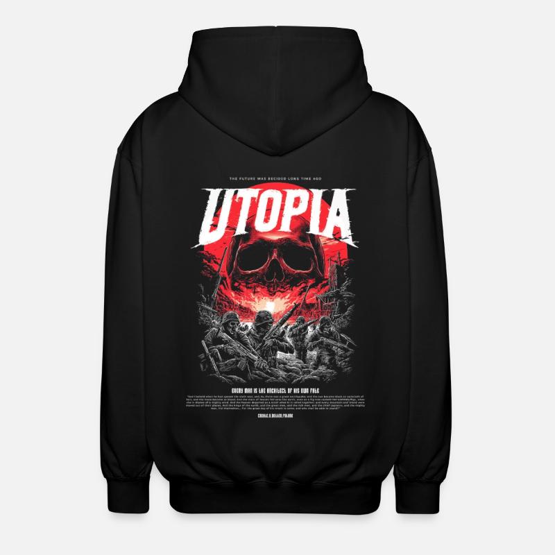 Utopia Crâne Rouge de Feu - Veste à capuche unisexe - noir
