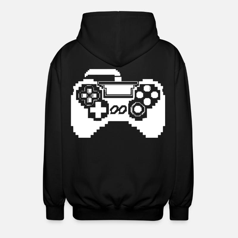 Game Controller Pixel Graphics - Unisex Hooded Jacket - black