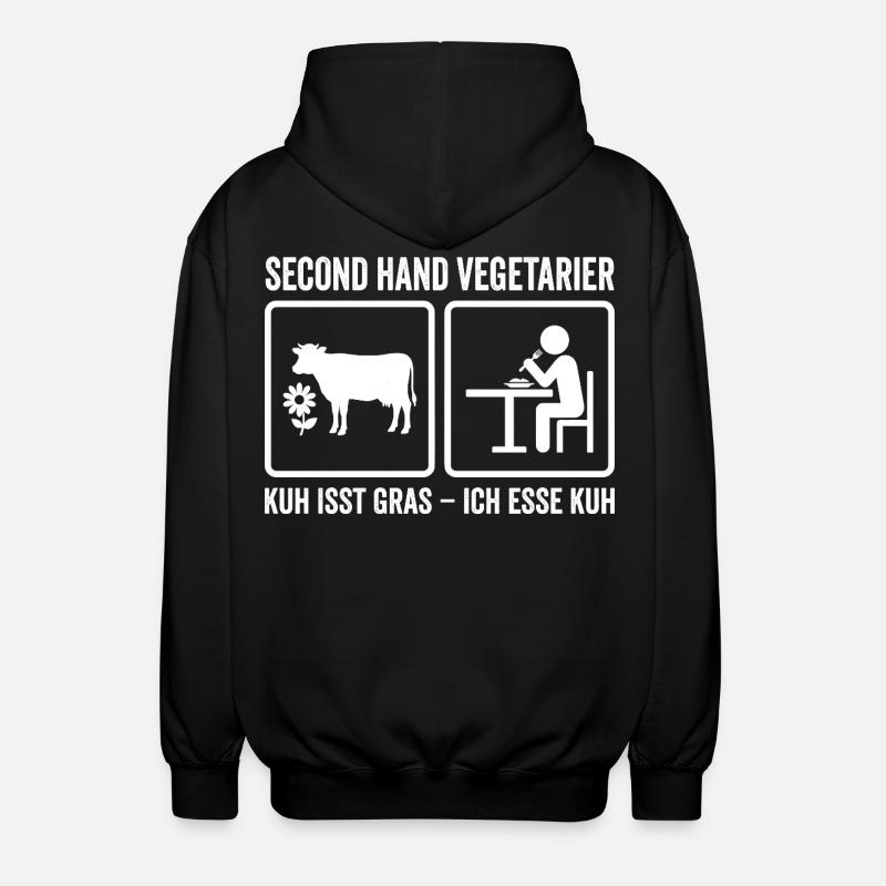 Second Hand Vegetarier – Lustiges Fleisch Design - Unisex Kapuzenjacke - Schwarz
