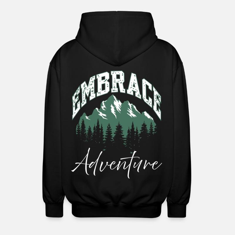Umarme das Adventure Mountain Logo - Unisex Kapuzenjacke - Schwarz
