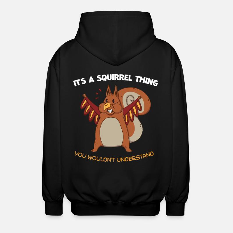 Flügel-Eichhörnchen Spruch - Unisex Kapuzenjacke - Schwarz