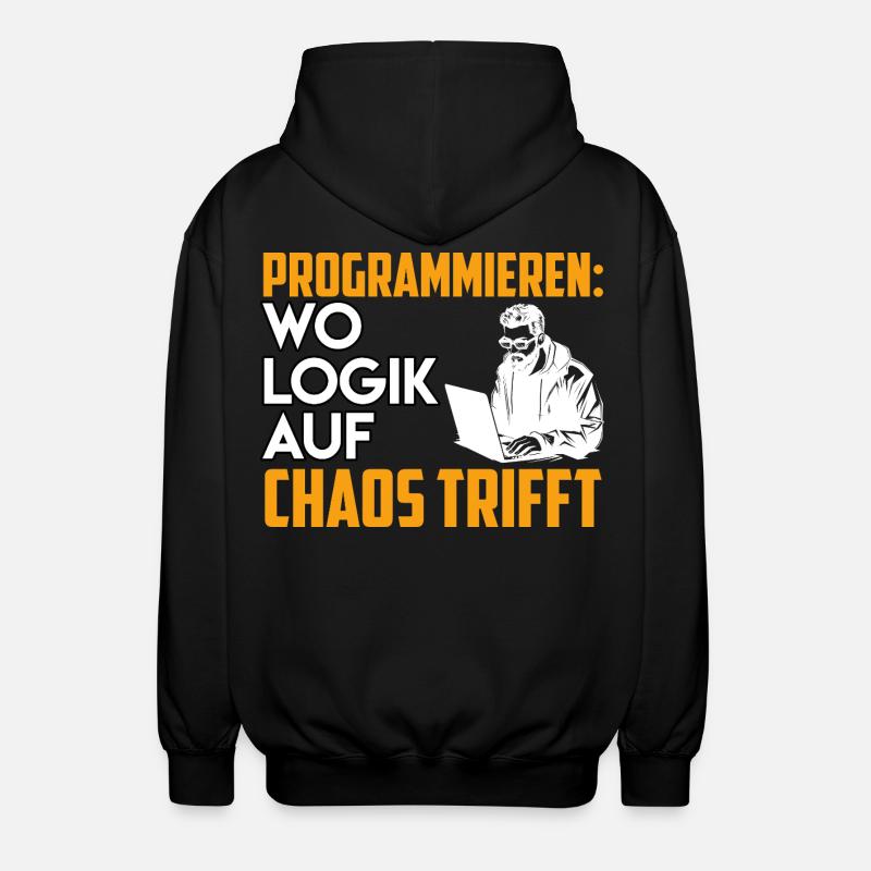 PROGRAMMING WHERE LOGIC MEETS CHAOS Funny - Unisex Hooded Jacket - black
