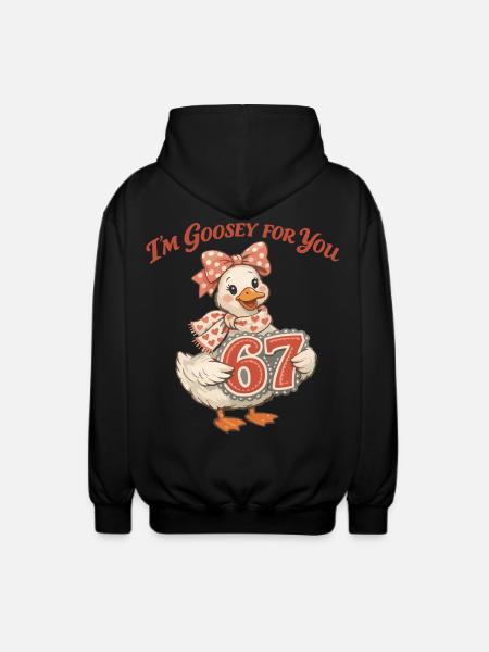 Goose 67 Valentinsdag Sjov Hjerte-gave - Unisex hættejakke. - sort
