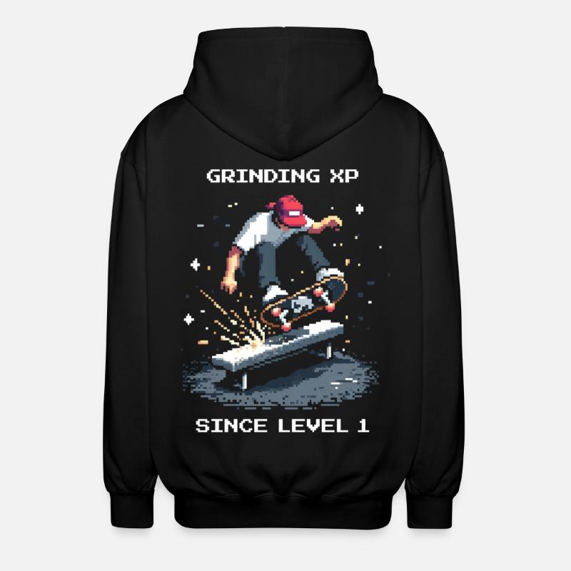 Grinding XP seit Level 1 | Skateboard - Unisex Kapuzenjacke - Schwarz