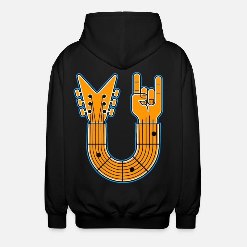 Guitare en U & Rock Hand - Veste à capuche unisexe - noir