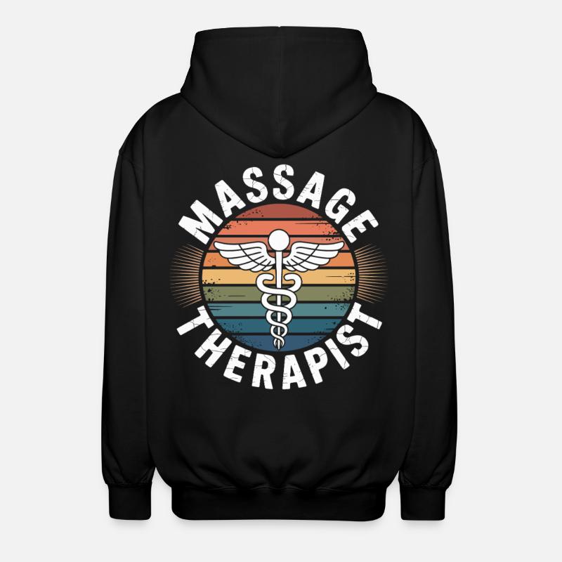 Retro Regenbogen Massage Logo - Unisex Kapuzenjacke - Schwarz
