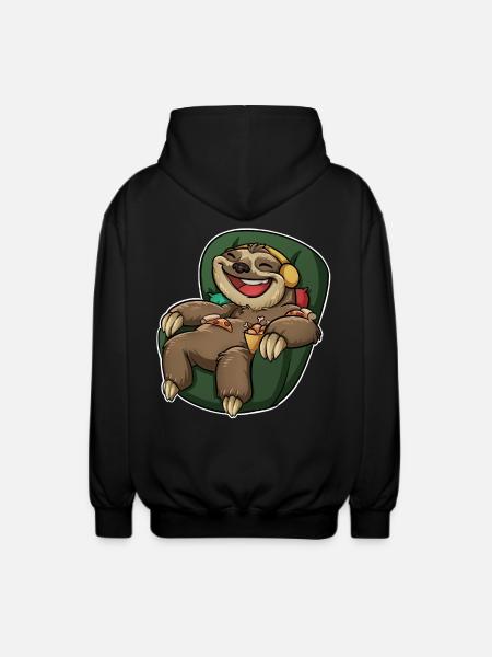 Sloth Pizza - Unisex Hooded Jacket - black