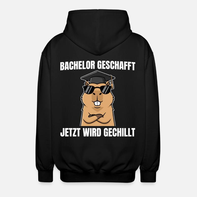 Bachelor geschafft - Capybara Bachelorprüfung - Unisex Kapuzenjacke - Schwarz