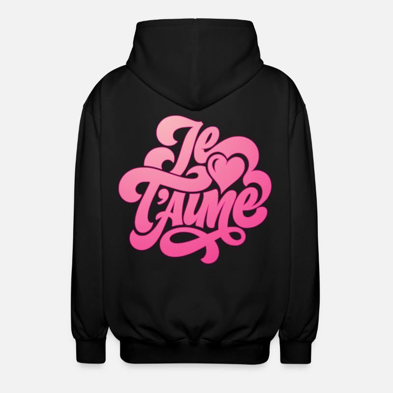 Je t’aime - Je t’aime - Saint-Valentin - Veste à capuche unisexe - noir