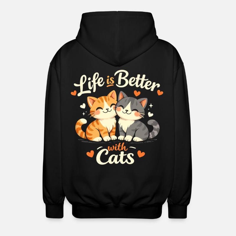 Vivre mieux avec les chats - Veste à capuche unisexe - noir