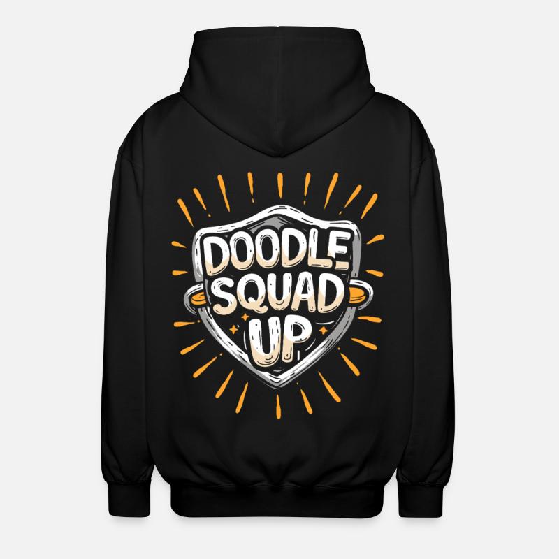Doodle Squad Up Doodle Drawing - Unisex Hooded Jacket - black