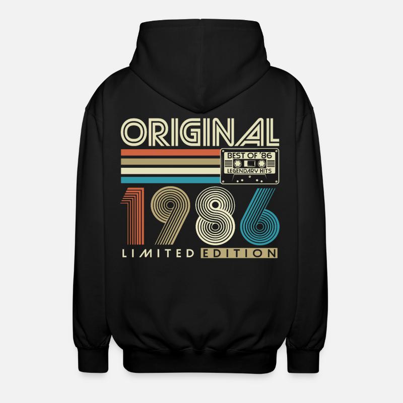 40e anniversaire Rétro Cadeau 1986 - Veste à capuche unisexe - noir