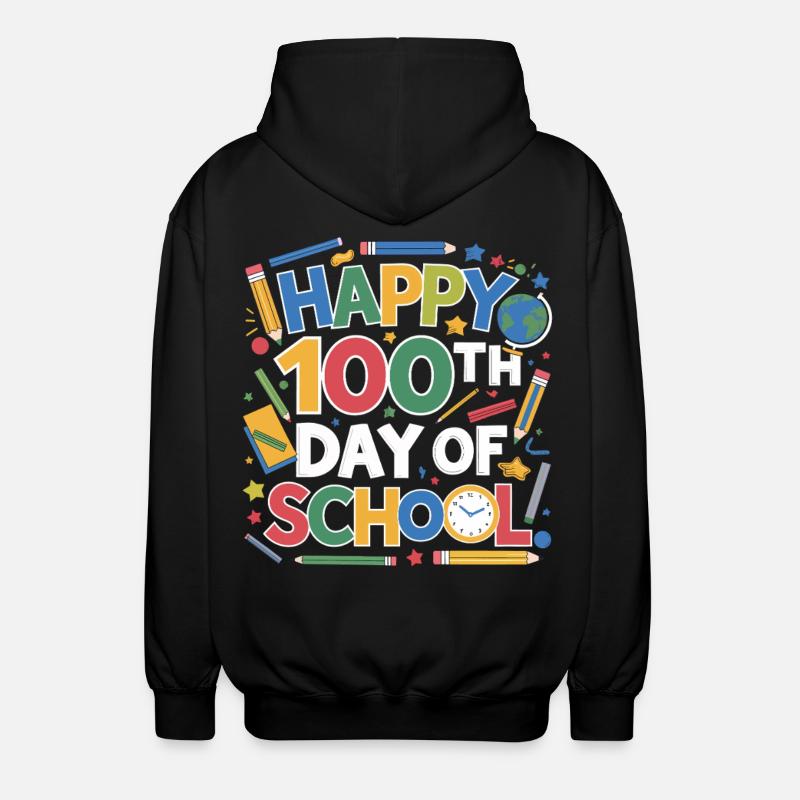 100th Day School Celebration - Unisex Hooded Jacket - black