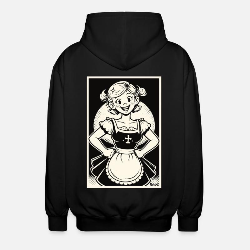 Dirndl Mädchen Cartoon - Unisex Kapuzenjacke - Schwarz