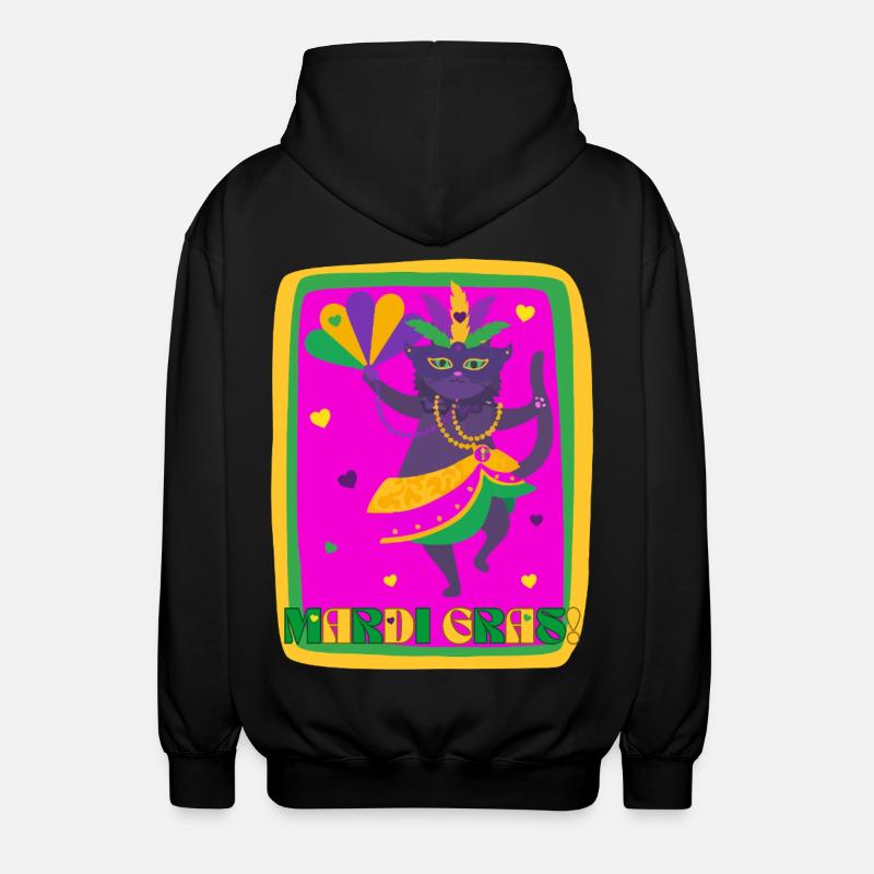 Chat dansant du Mardi Gras - Veste à capuche unisexe - noir