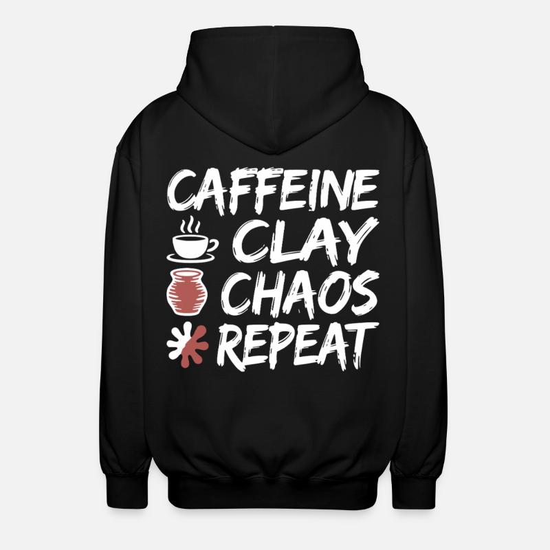 Caffeine Clay Chaos Repeat Design - Unisex Kapuzenjacke - Schwarz