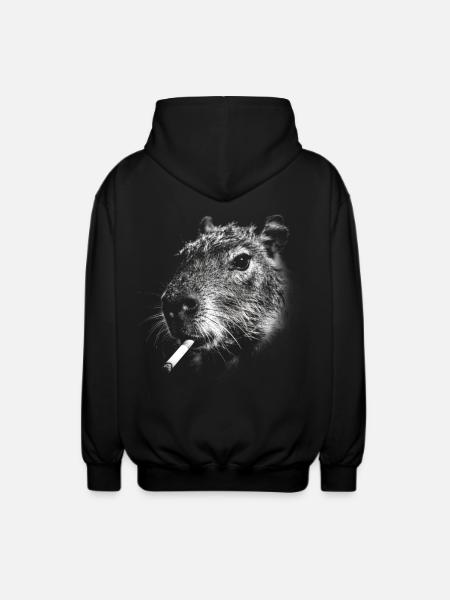 Fumer, cigarette, capybara, fumer une cigarette - Veste à capuche unisexe - noir