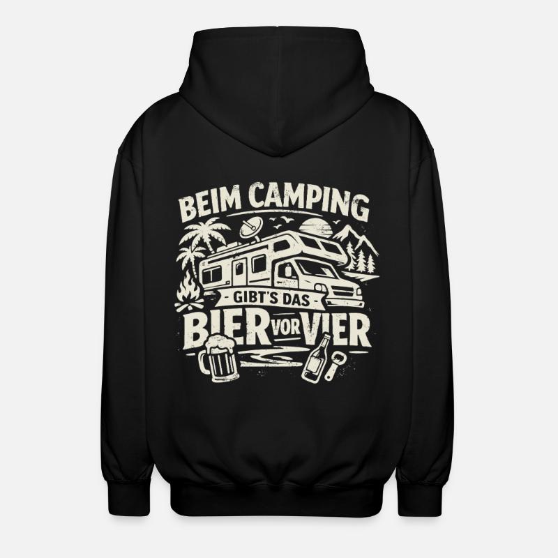 Camping | Bier vor Vier - Unisex Kapuzenjacke - Schwarz