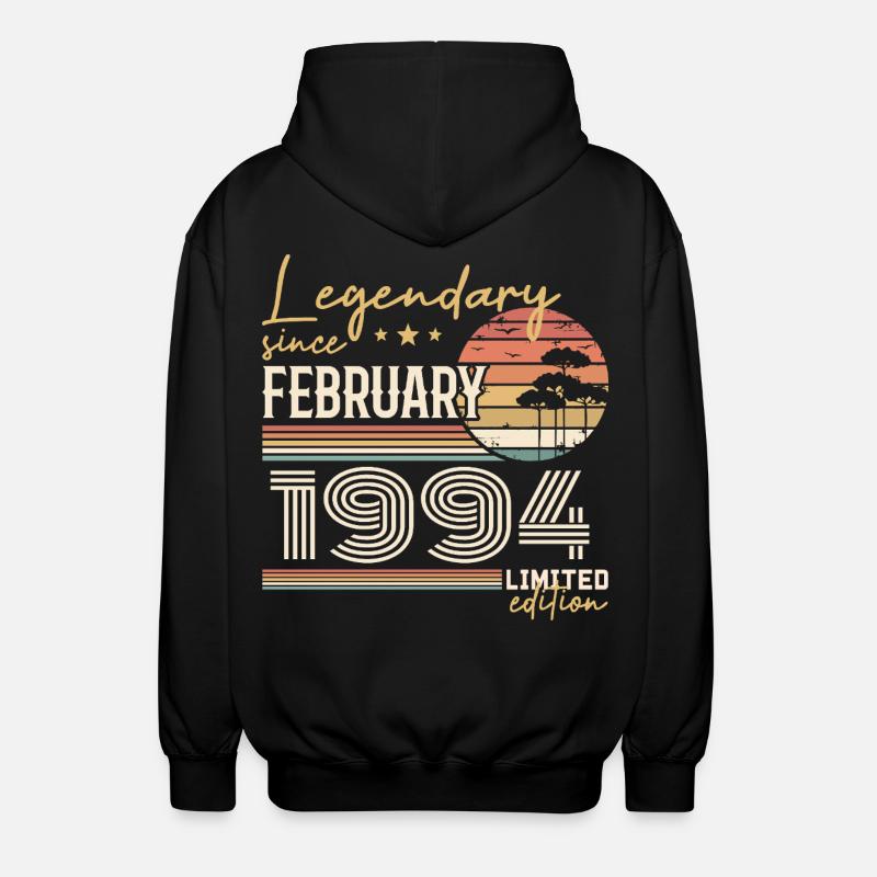 Février 1994 anniversaire 1994 légendes Février - Veste à capuche unisexe - noir