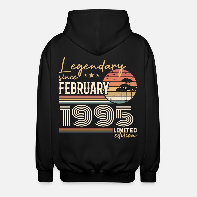 Février 1995 anniversaire 1995 légendes Février - Veste à capuche unisexe - noir