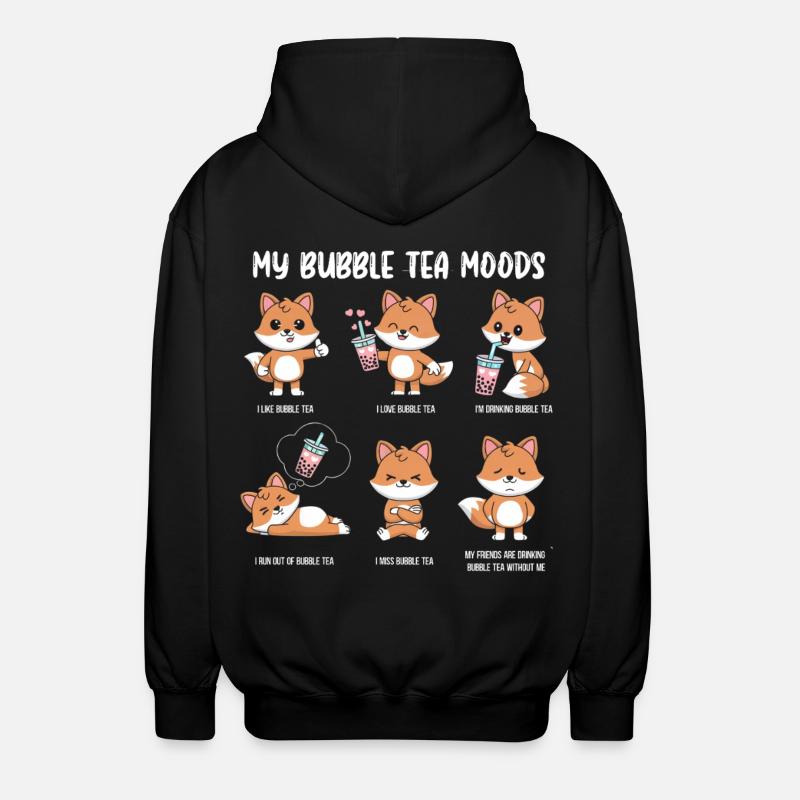Fox Bubble Tea Meme - Unisex Hooded Jacket - black
