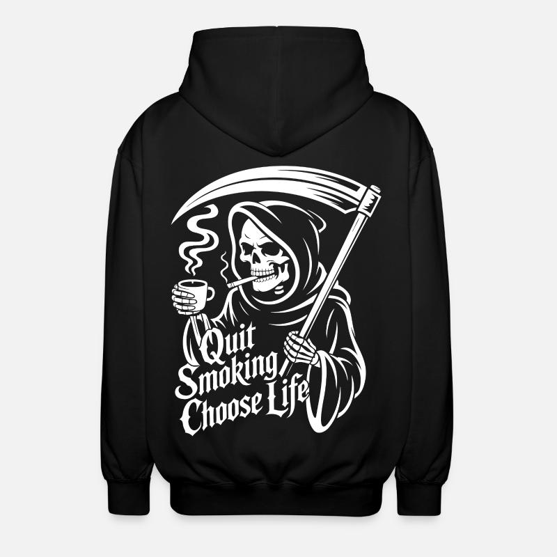 Quit smoking Grim Reaper - Unisex Hooded Jacket - black